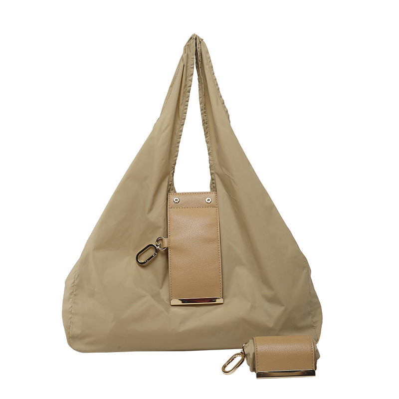 Expandable Foldable Keychain Tote Bag,  Leather Mini Bag with Key Ring