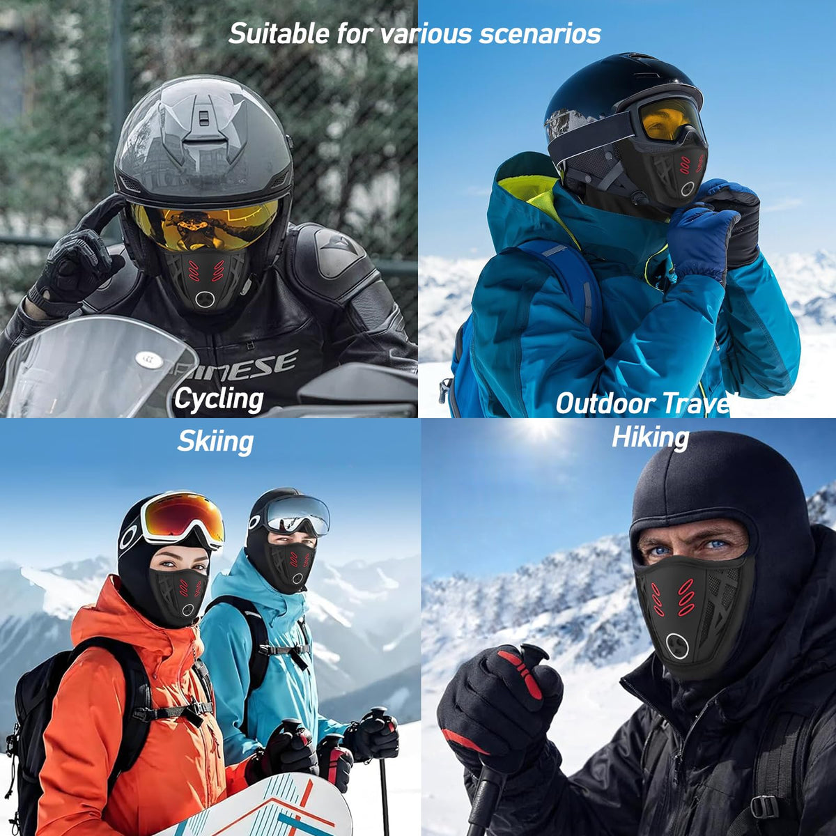 Balaclava Ski Face Mask Winter Windproof Warm Mask, Breathable Full Face Cover with Mesh Vent
