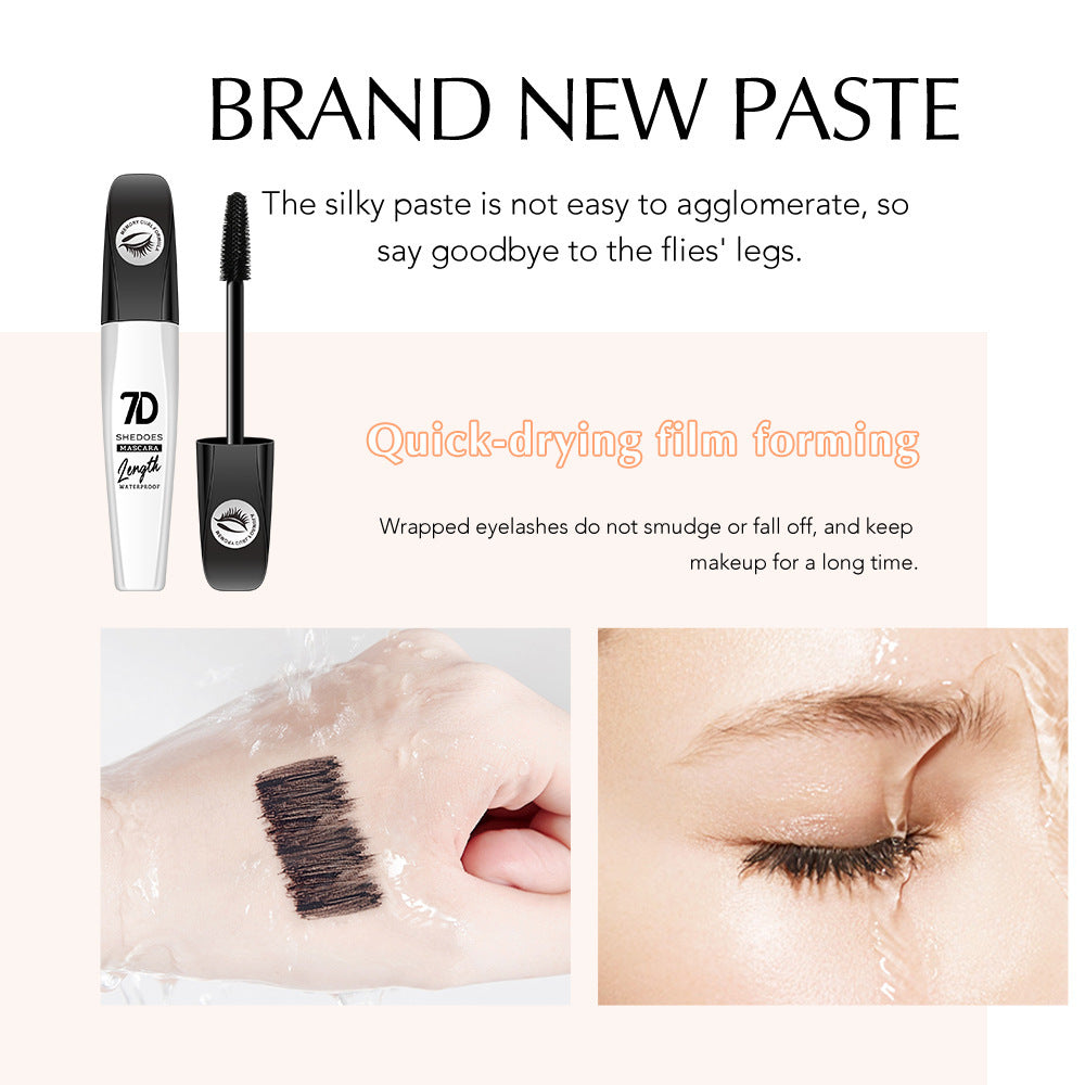 2Pcs 7D Fiber Black Mascara, Natural Lengthening Mascara,Waterproof and Smudge-proof