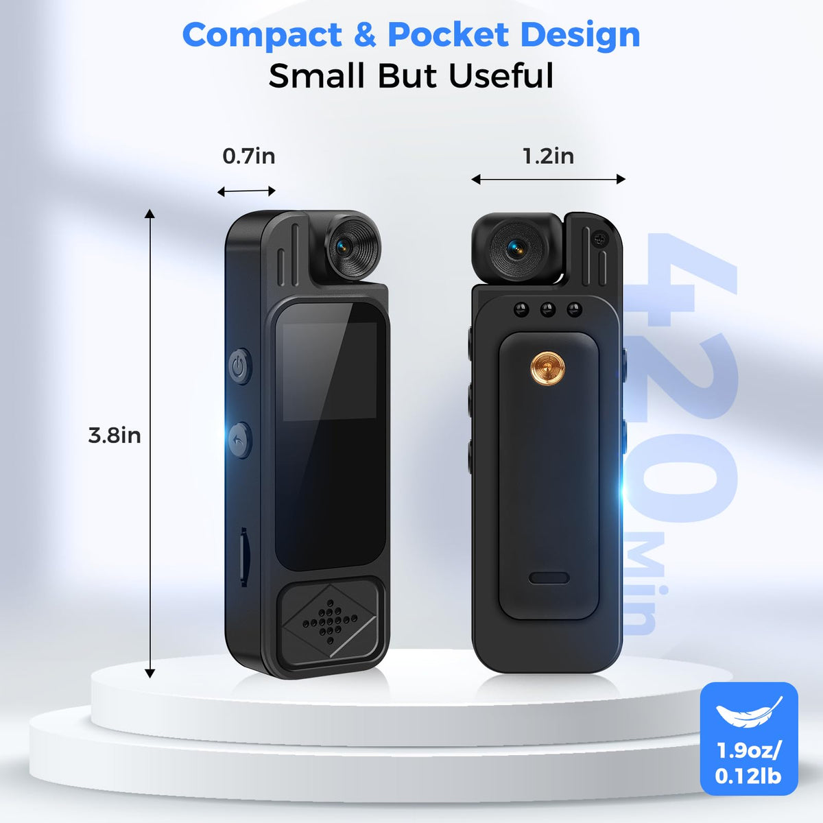 4K Body Camera with Audio and Video Recording Night Vision with 180 Rotating Lens