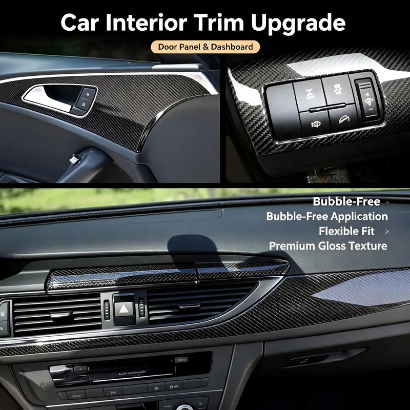 6D Carbon Fiber Viny Wrap Roll Self Adhesive Film, Bubble Free Air Release Technology DIY Wrap Film 11.81 x 39.37 in