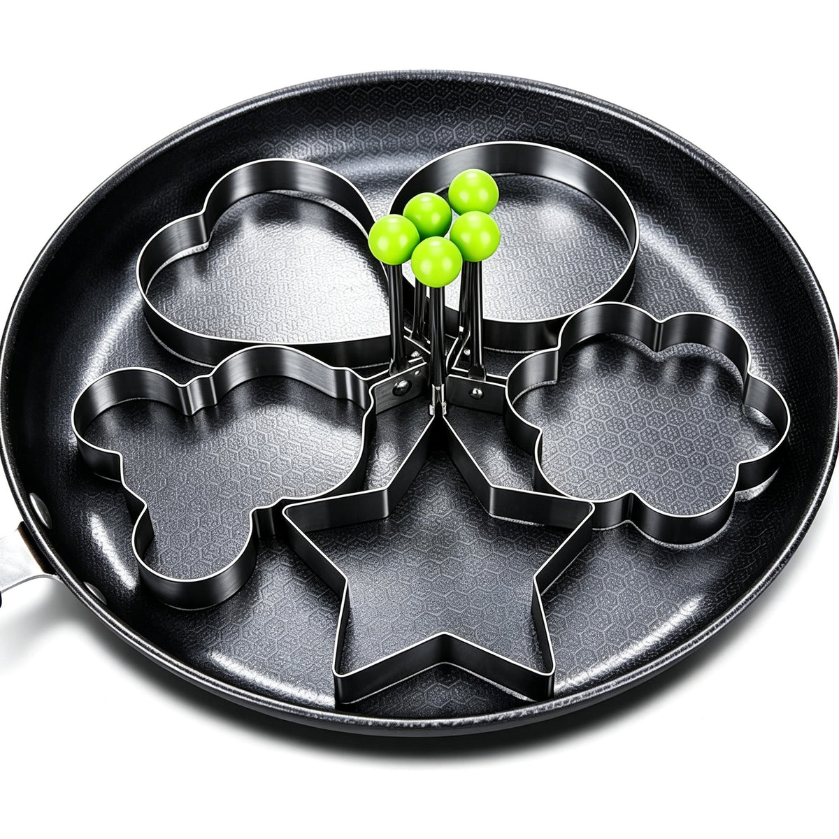 5 Pack Stainless Steel Egg Molds, 3.5 Inch Different Shape Silver Egg Ring Molds