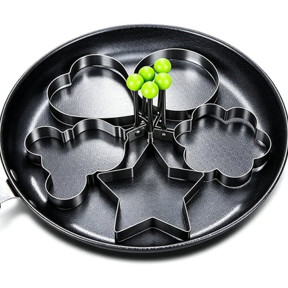 5 Pack Stainless Steel Egg Molds, 3.5 Inch Different Shape Silver Egg Ring Molds