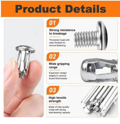 35Pcs Expansion Screw Petal Nut Set, M4 M5 M6 M8 Hollow Wall Anchors Nuts Kit with Screws