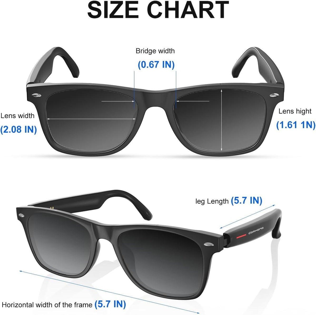 Smart Music Glasses,Polarized UV Protection,Anti Blue Light Lens