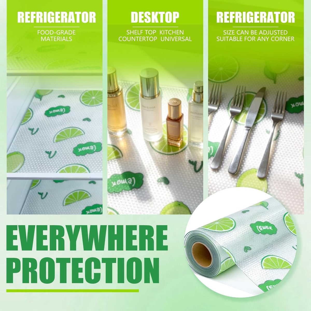 4Pcs EVA Fridge Liners Refrigerator Shelf Mats-Moisture-resistant,Non-slip, Washable, and Reusable