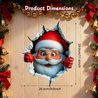 3Pcs Creative Christmas Santa Wall Stickers,Removable 3D Santa Wall Decal