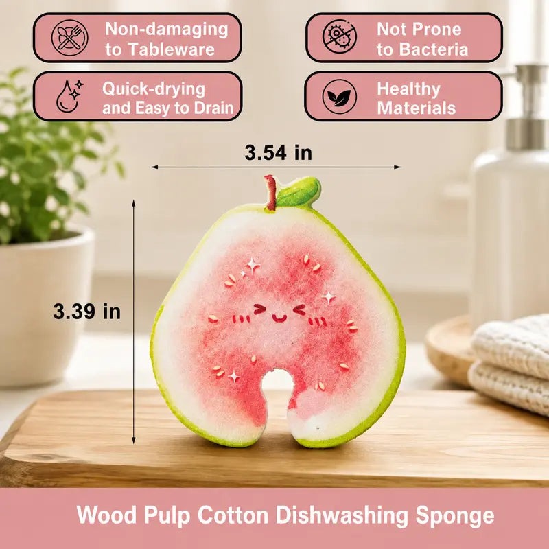Cute Fruit‑Shaped Dishwashing Sponge Scrubber No‑Scratch Kitchen Cleaner