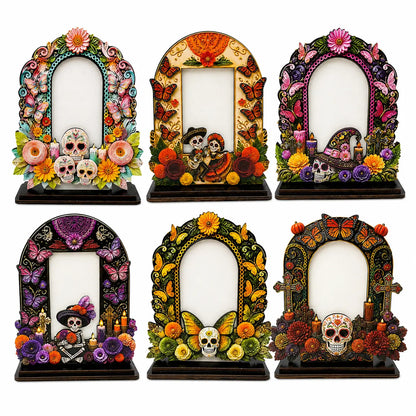 Traditional Day of the Dead Wooden Photo Frame Decor