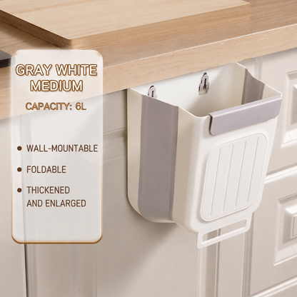 Foldable Hanging Trash Can, 6/11 L Kitchen Compost Bin for Under Sink
