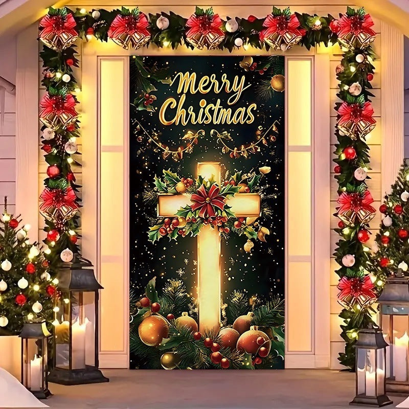3D Christmas Door Decorations for Front Door, Fits Standard Door(90x200cm/35x79in)