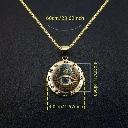 Egyptian Eye Round Glass Pendant Necklace