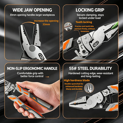 Multifunctional 9-inch Ratcheting Self-Locking Locking Pliers – 4-in-1 One-Handed Operation Tool