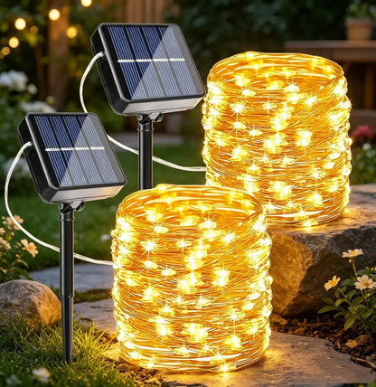 Solar Outdoor LED Waterproof String Sights 2 Packs