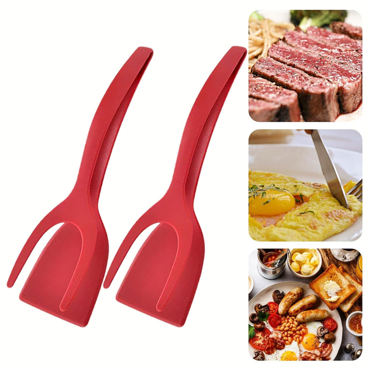 2-in-1 Grip-and-Flip Spatula Tongs (2-Piece Set)