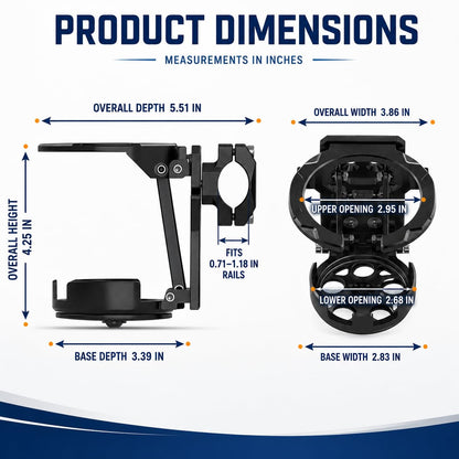 Motorcycle Cup Holder Handlebar Ergonomic Foldable 360 Degree Rotating