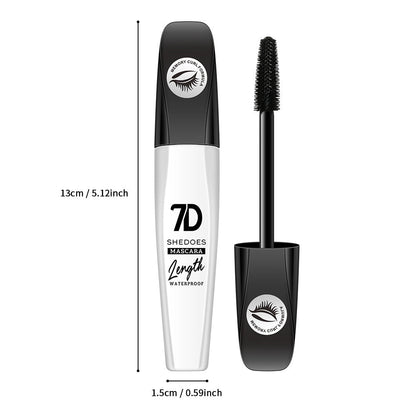 2Pcs 7D Fiber Black Mascara, Natural Lengthening Mascara,Waterproof and Smudge-proof