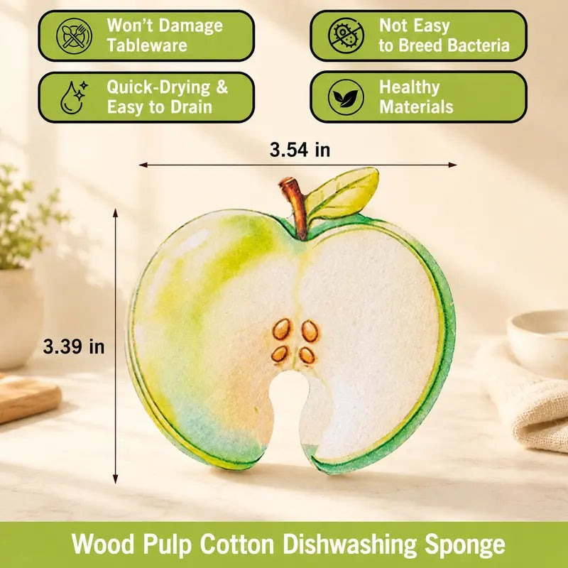 Cute Fruit‑Shaped Dishwashing Sponge Scrubber No‑Scratch Kitchen Cleaner