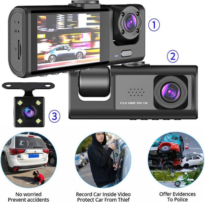 Touchscreen In-Vehicle Triple-Lens Real-Time Dash Cam