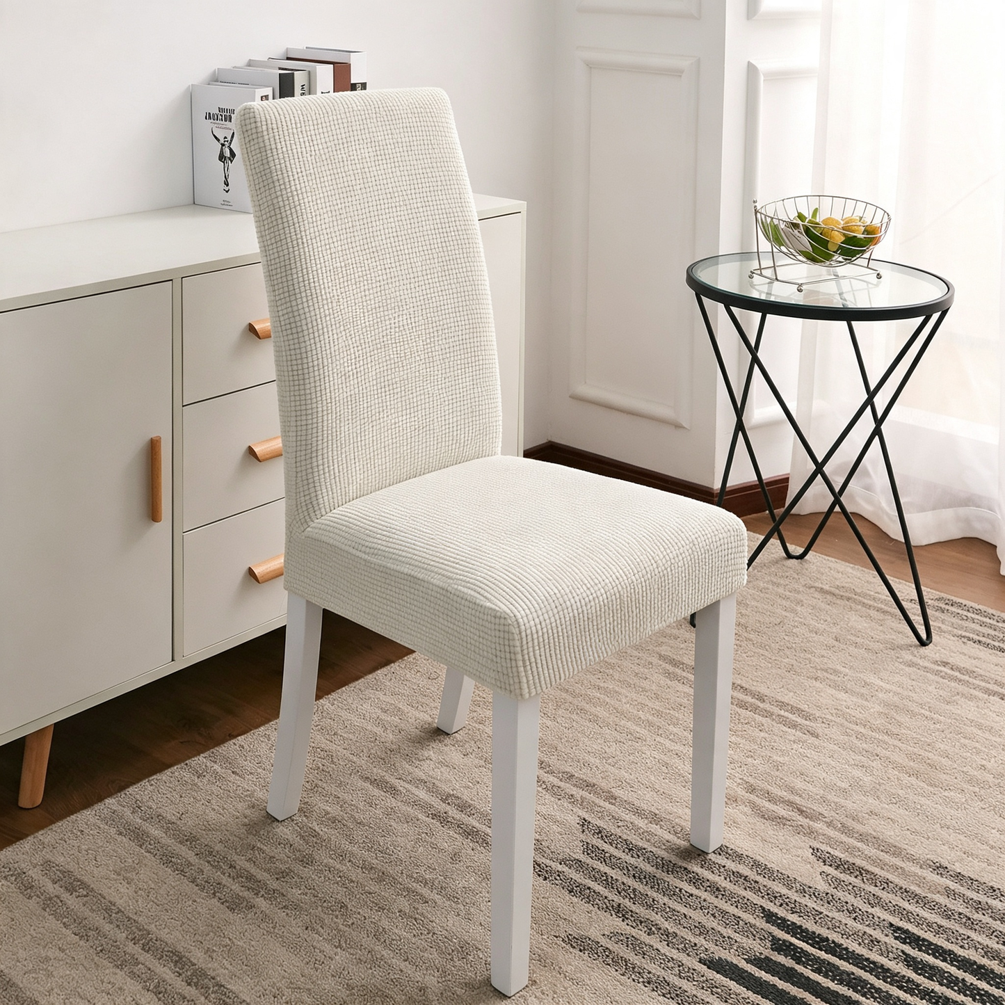 100% Waterproof Dining Room Chair Cover,Stretch Jacquard Parson Chair Slipcover