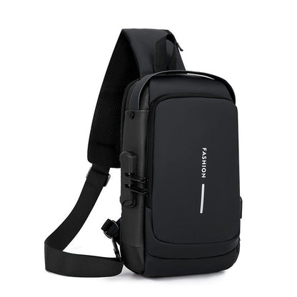 Travel Sling Bag Waterproof Crossbody Bag with Combination Lock Anti-Theft PU Leather Chest Bag