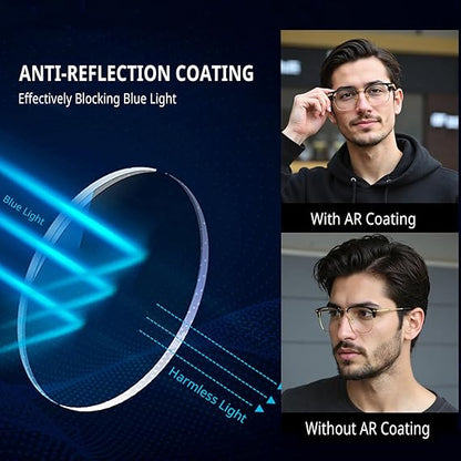 Modern Minimalist Smart-Zoom Reading Glasses UV Color-Changing & Blue Blocking Lens, Ultra-Light Metal Build
