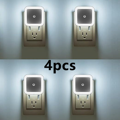 4/8Pcs Sensor-activated Plug-in LED Night Lights, Smart Dusk to Dawn