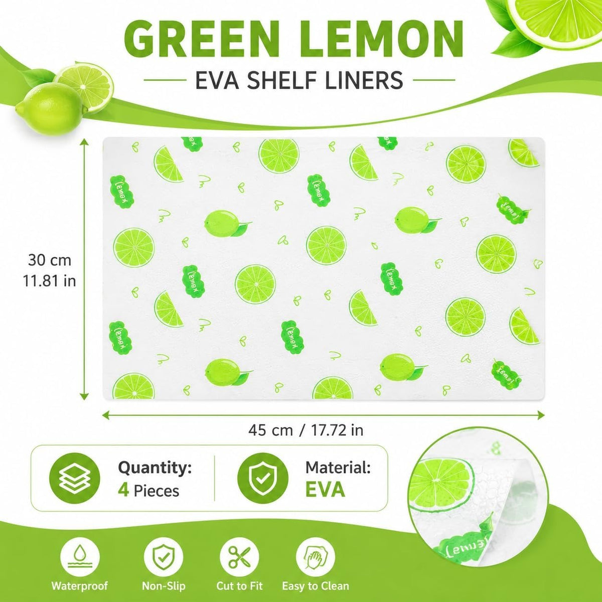 4Pcs EVA Fridge Liners Refrigerator Shelf Mats-Moisture-resistant,Non-slip, Washable, and Reusable