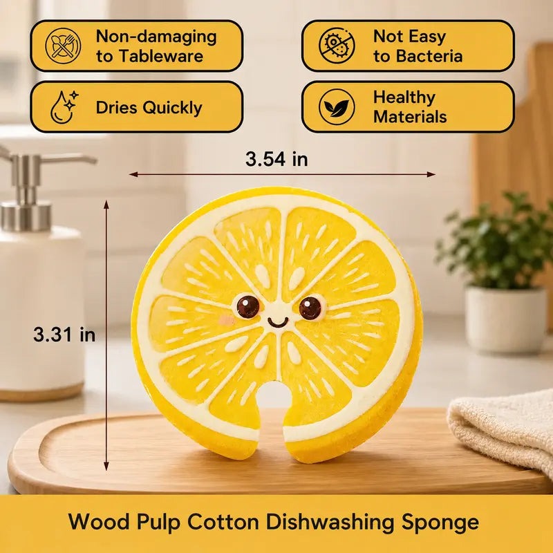 Cute Fruit‑Shaped Dishwashing Sponge Scrubber No‑Scratch Kitchen Cleaner