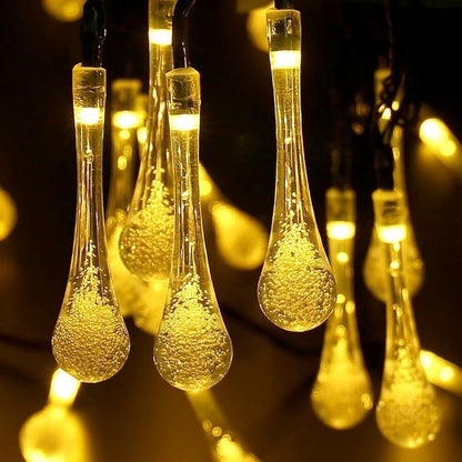 16.4FT Water Drop Solar String Lights, Outdoor Waterproof 20 LED