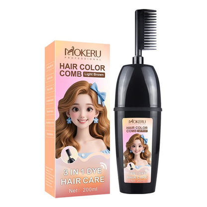 3-In-1 Herbal Hair Coloring Comb I Easy Hair Coloring At Home with Built-In Brush