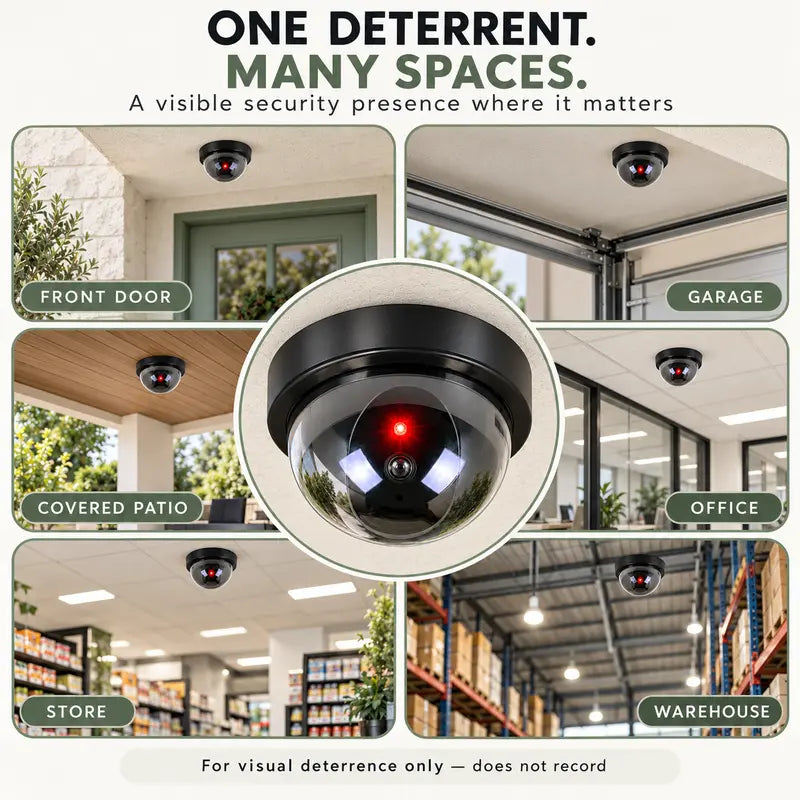 Large Dome Dummy Security Camera with Flashing Red LED