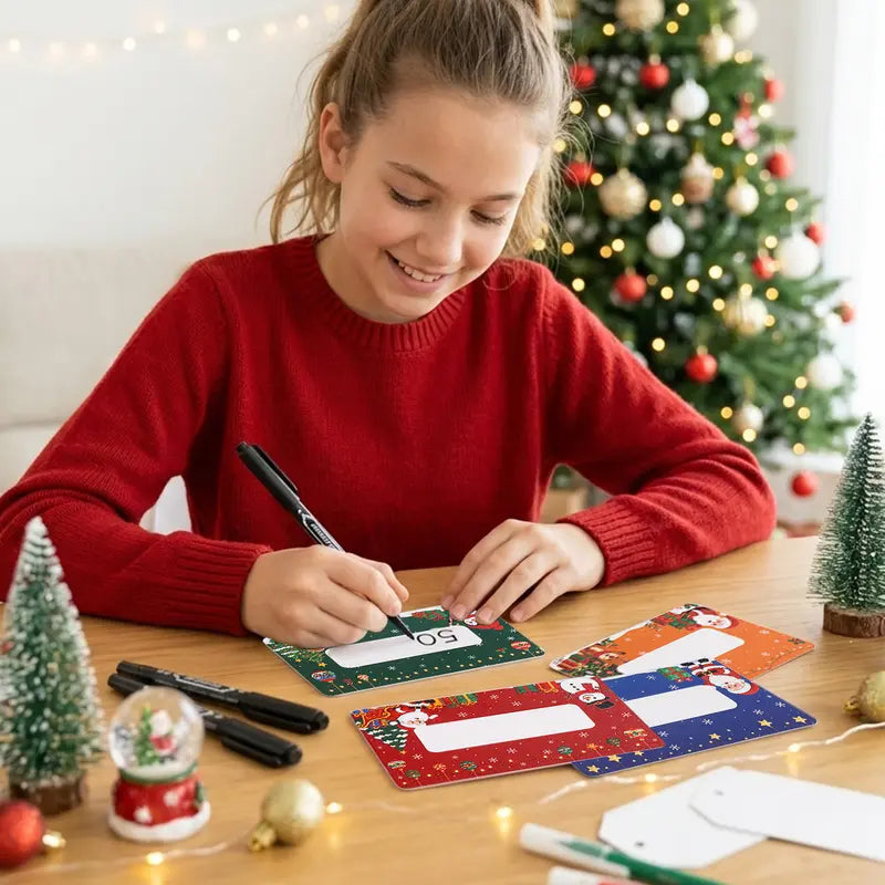 80 Pcs Cartoon Christmas Scratch Cards DIY Christmas Gift Ideas for Kids Xmas Party Supplies