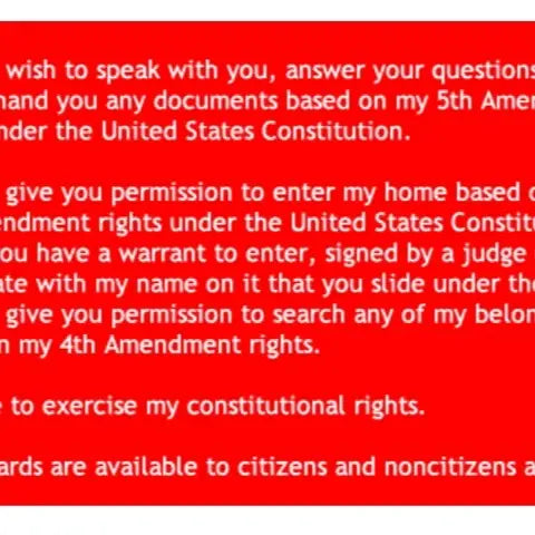 10pcs-Know Your Rights Card - U.S. Citizenship - Your Rights and Duties Under 5th Amendment