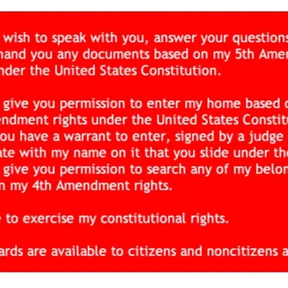 10pcs-Know Your Rights Card - U.S. Citizenship - Your Rights and Duties Under 5th Amendment