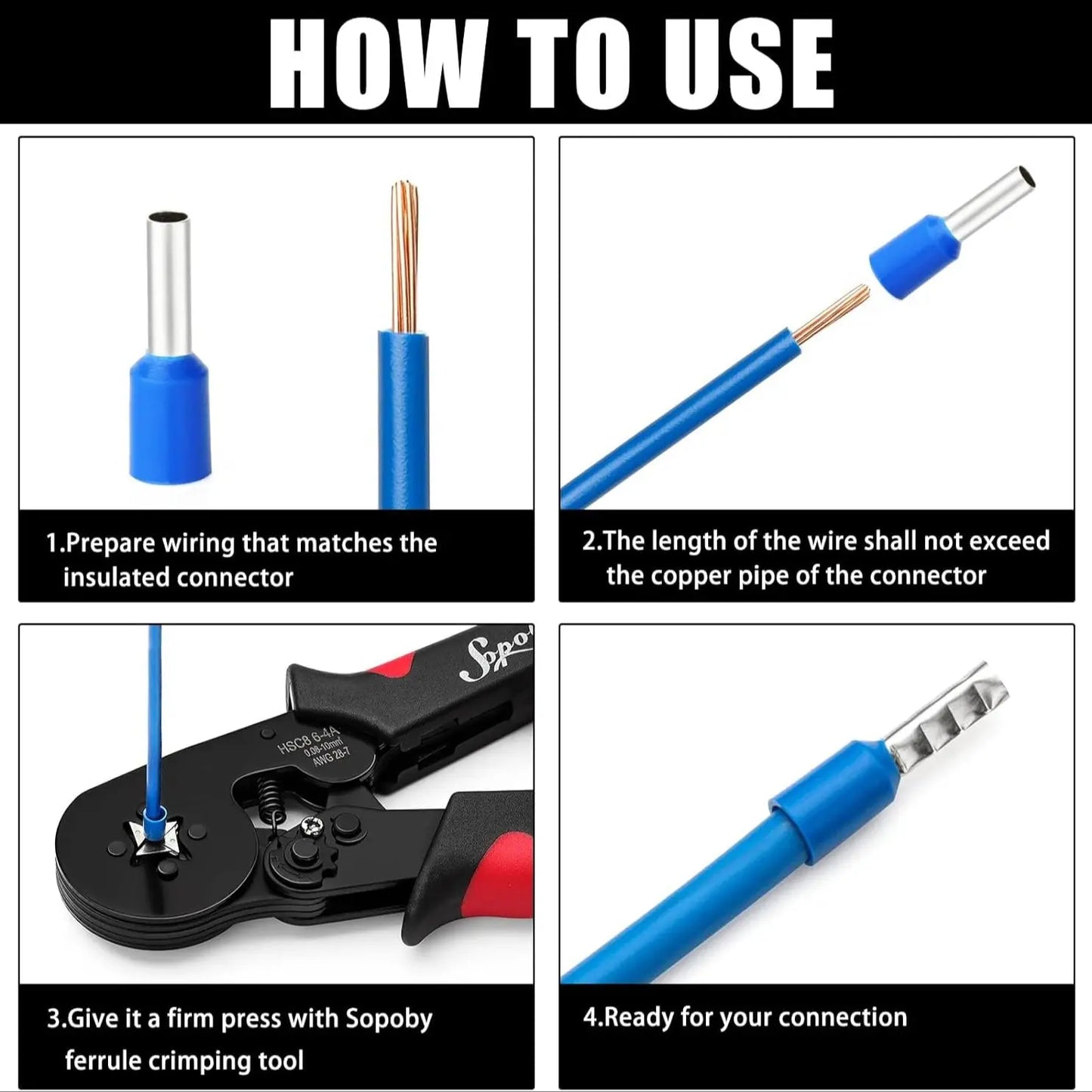 Ferrule Crimping Tool Kit with 1200pcs Wire Connectors