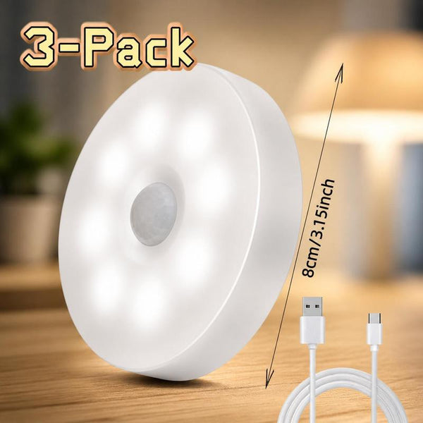 Round Automatic Closet LED Light - Motion Sensor with On/Off Delay