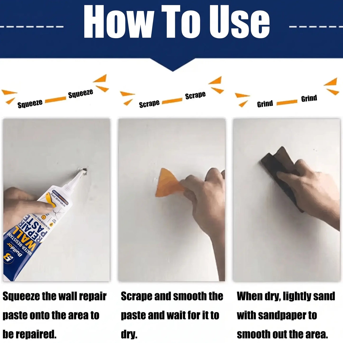 Upgraded Wall Hole Filler and Drywall Patch Repair Kit with Scraper