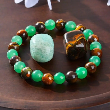Money Attraction Bracelet with Green Aventurine & Tiger Eye