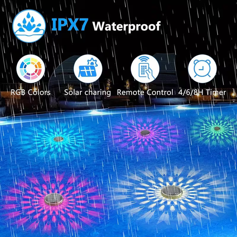 Solar Rechargeable Floating Pool Lights - Pool Lights That Float with Remote Control