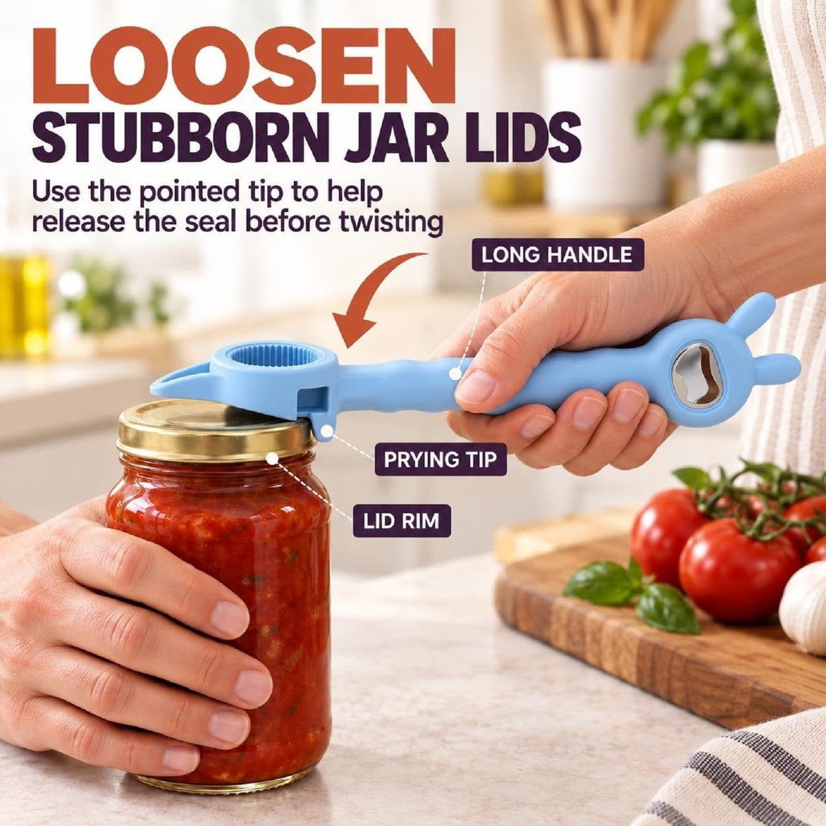 4-in-1 Bunny Shaped Bottle & Jar Opener, Multifunctional Easy-Grip Lid Opener