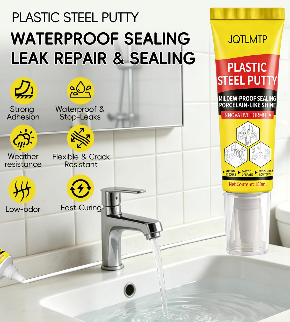 Multifunctional Waterproof Plastic Steel Mud with Scraper, Stronger Adhesion Caulking Sealant