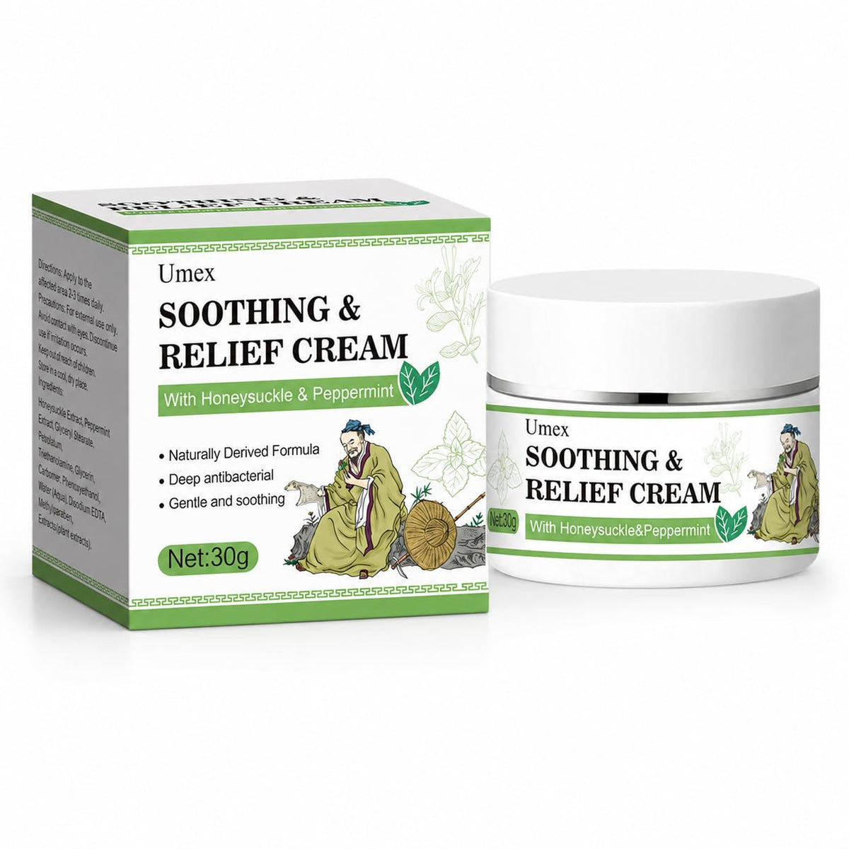 Soothing Relief Herbal Cream Gentle Anti-Itch Ointment, Cooling Moisturizer to Comfort & Protect Irritated Skin,