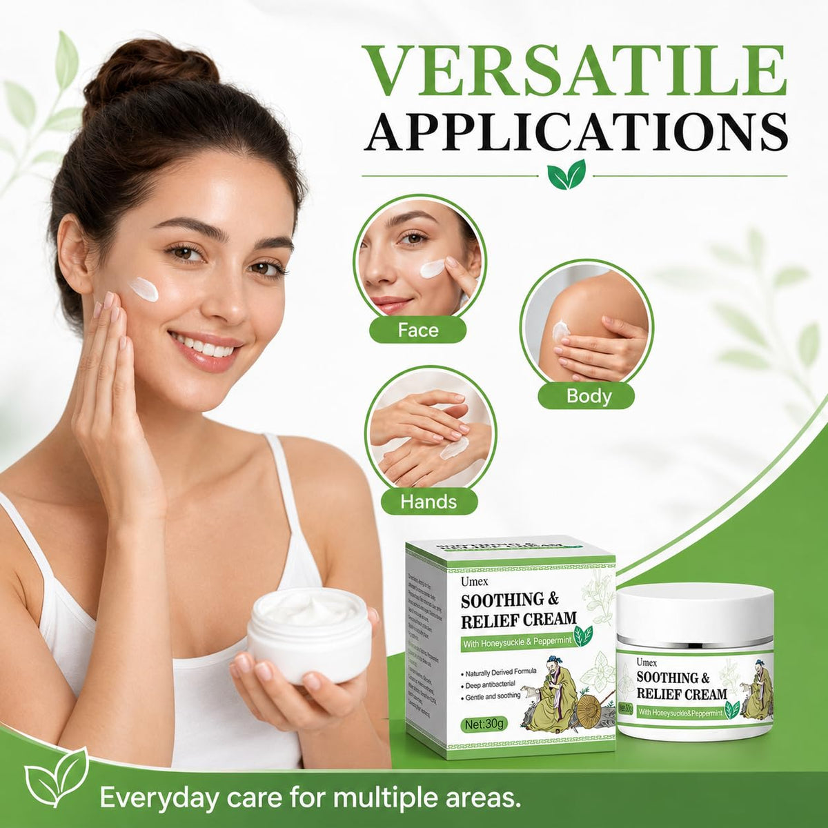 Soothing Relief Herbal Cream Gentle Anti-Itch Ointment, Cooling Moisturizer to Comfort & Protect Irritated Skin,