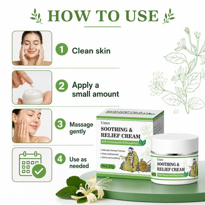 Soothing Relief Herbal Cream Gentle Anti-Itch Ointment, Cooling Moisturizer to Comfort & Protect Irritated Skin,