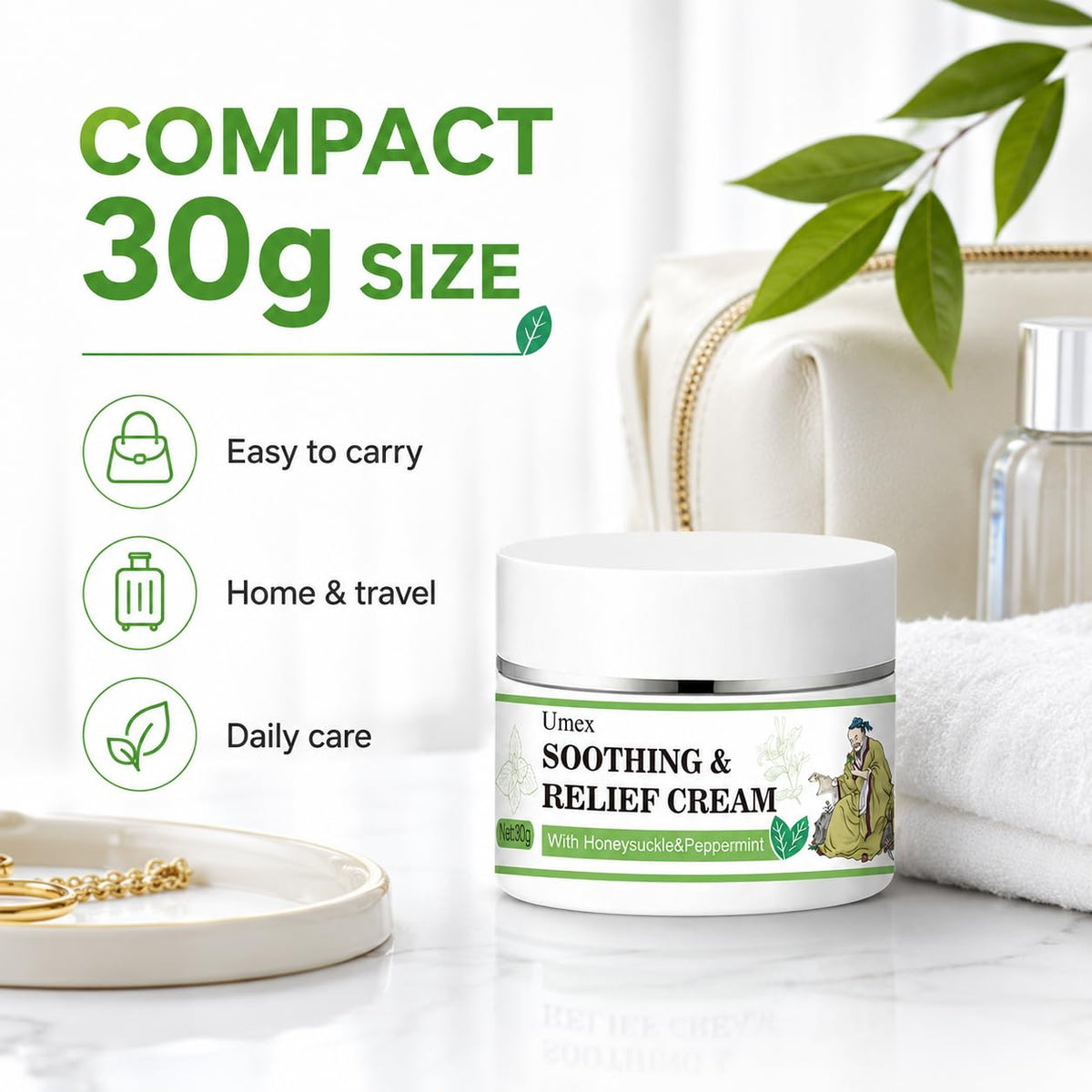 Soothing Relief Herbal Cream Gentle Anti-Itch Ointment, Cooling Moisturizer to Comfort & Protect Irritated Skin,