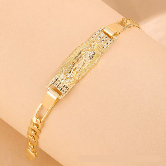 Pulseras Y Brazaletes Virgen De Guadalupe Figaro Chain Religious Jewelry Bracelet