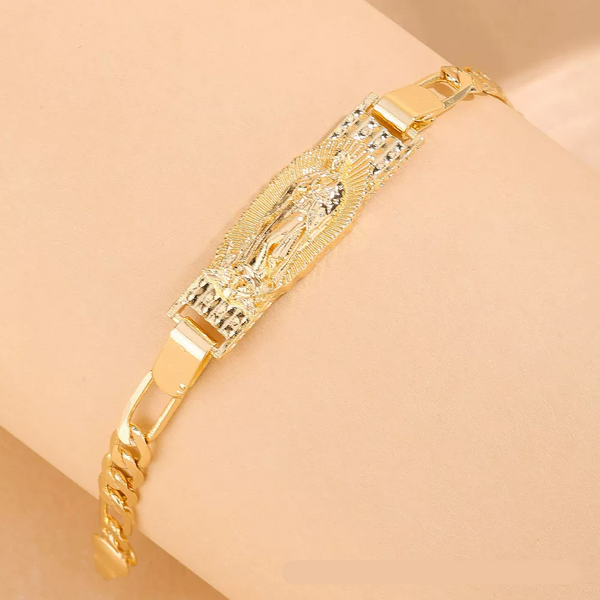 Pulseras Y Brazaletes Virgen De Guadalupe Figaro Chain Religious Jewelry Bracelet