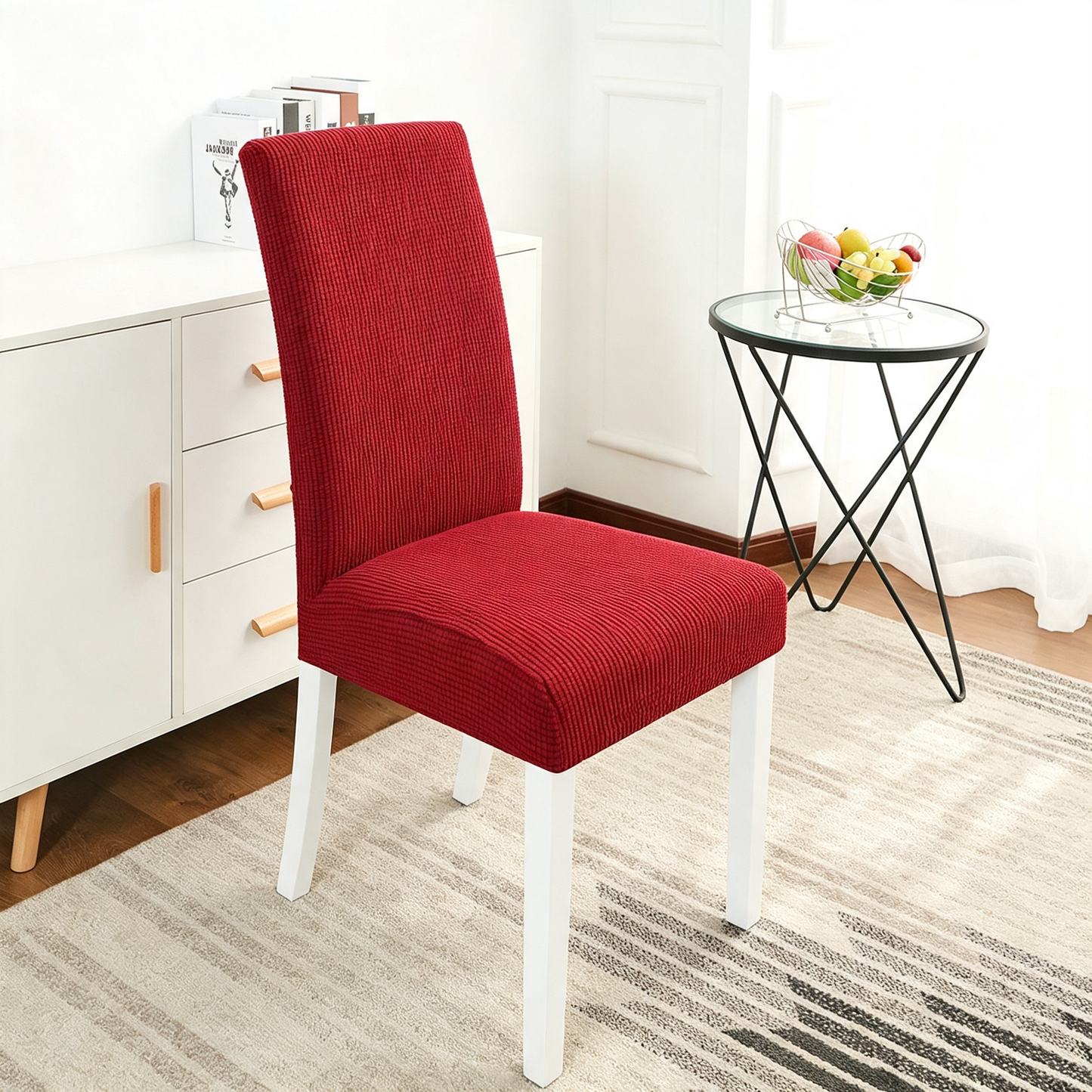 100% Waterproof Dining Room Chair Cover,Stretch Jacquard Parson Chair Slipcover