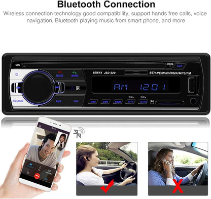 Car Radio Audio USB/SD/MP3 Player Bluetooth Receiver Hands-Free with Remote Control